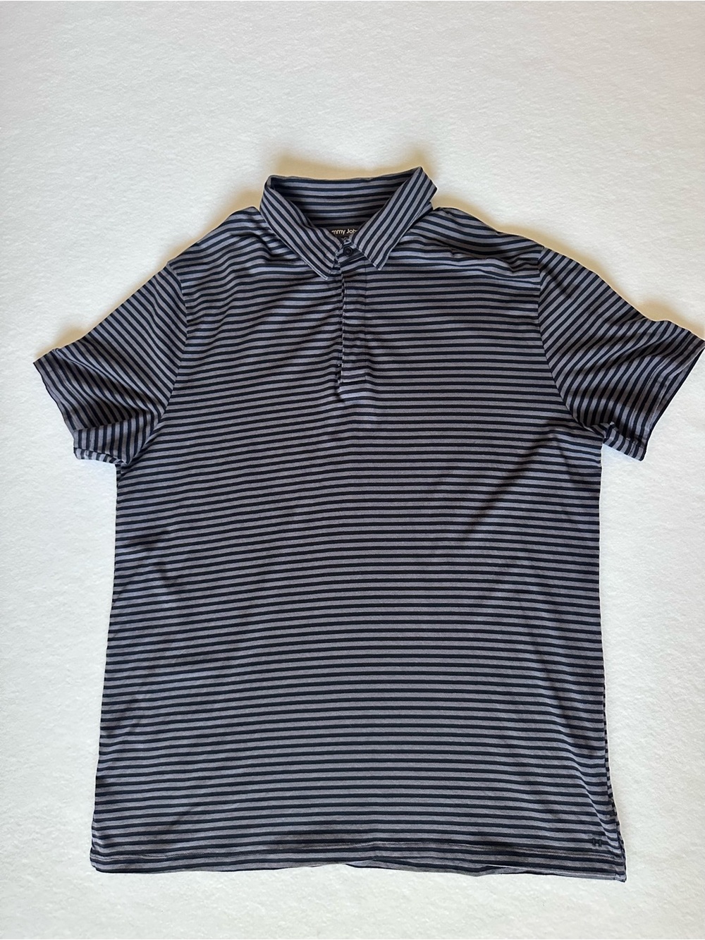 Tommy John Black and Gray Striped Polo